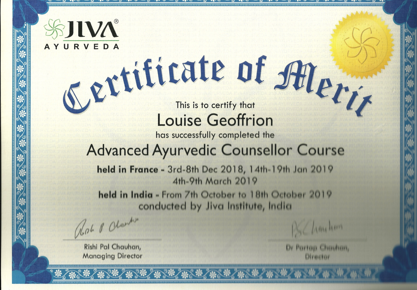 Justificatif de praticien en ayurveda
