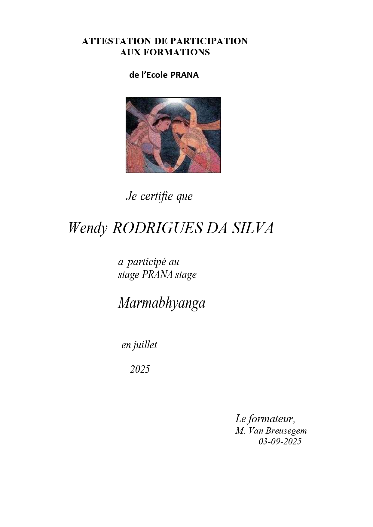 Justificatif de Massage Marmabhyanga